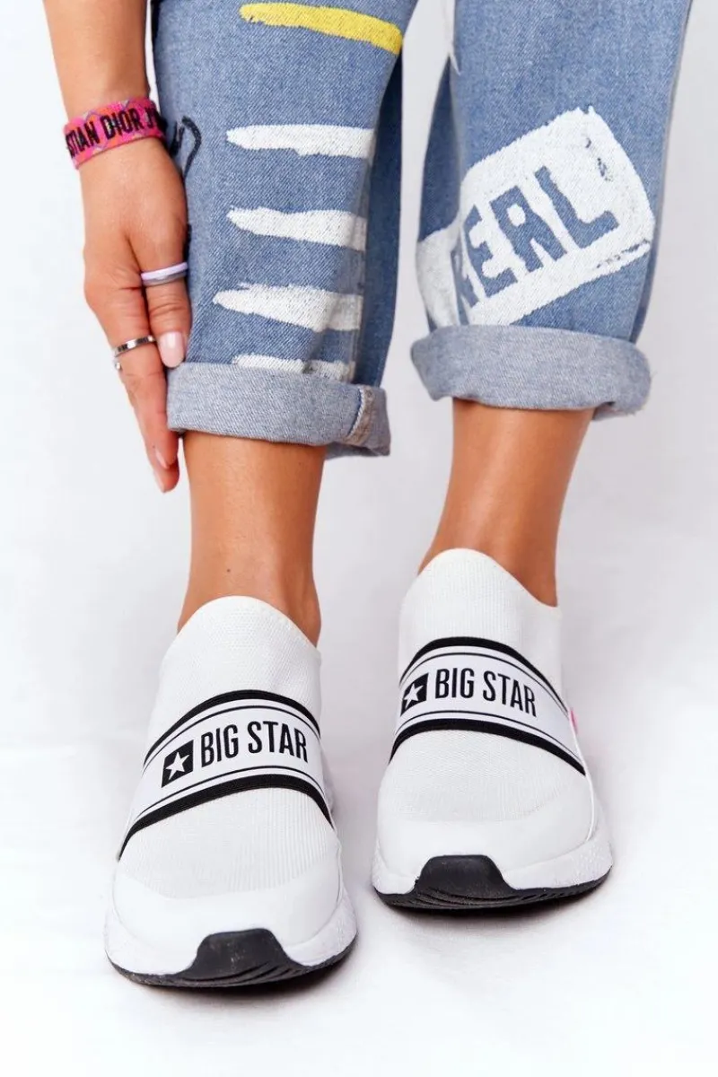 Discount Sportowe Buty Slip-On Memory Foam Big Star HH274538 Białe Damskie Trampki Damskie Slip-On|Trampki Damskie Big Star