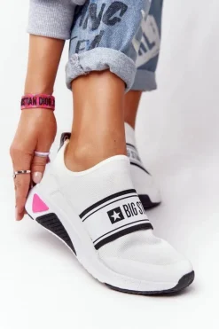 Discount Sportowe Buty Slip-On Memory Foam Big Star HH274538 Białe Damskie Trampki Damskie Slip-On|Trampki Damskie Big Star