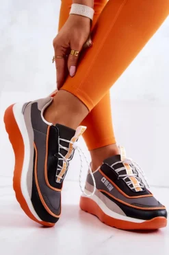 Buty Sportowe Big Star>Big Star Shoes Sportowe Buty Sneakersy Big Star JJ274996 Szaro-Pomarańczowe