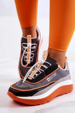 Buty Sportowe Big Star>Big Star Shoes Sportowe Buty Sneakersy Big Star JJ274996 Szaro-Pomarańczowe