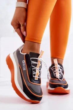 Buty Sportowe Big Star></noscript>Big Star Shoes Sportowe Buty Sneakersy Big Star JJ274996 Szaro-Pomarańczowe
