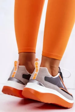 Buty Sportowe Big Star></noscript>Big Star Shoes Sportowe Buty Sneakersy Big Star JJ274996 Szaro-Pomarańczowe