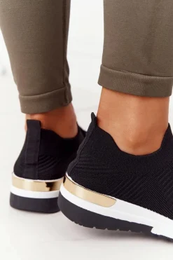 Boto Sportowe Buty Sneakersy Na Koturnie Czarne Adeyla