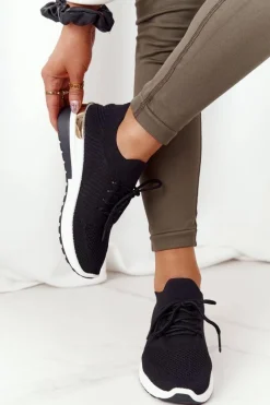 Boto Sportowe Buty Sneakersy Na Koturnie Czarne Adeyla