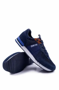 Trampki Męskie Big Star|Obuwie Sportowe Męskie>Big Star Shoes Sportowe Męskie Buty Big Star Skóra Zamszowa Granatowe DD174321