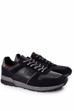 Sale Sportowe Męskie Buty Memory Foam Big Star II174084 Czarne Męskie Obuwie Sportowe Męskie