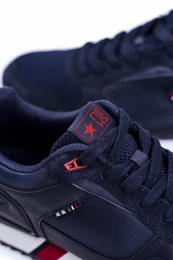 Hot Evento Sportowe Męskie Buty Skóra Zamsz Granatowe Fonsi