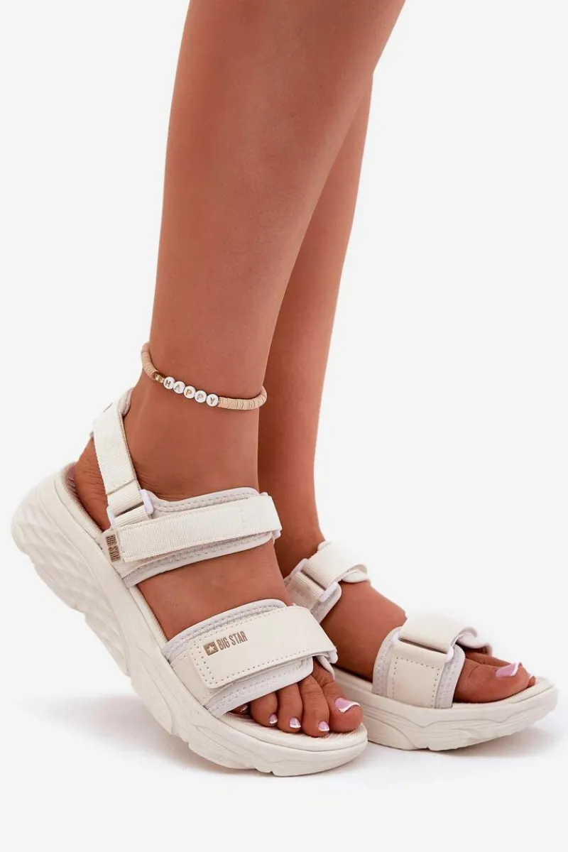 Sandały Big Star|Sandały Płaskie>Big Star Shoes Sportowe Sandały Damskie Na Platformie Big Star RR274A076 Beżowe Beżowy