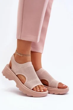 Boto Sportowe Sandały Damskie Na Grubej Podeszwie Różowe Deinaleia