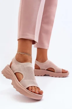 Boto Sportowe Sandały Damskie Na Grubej Podeszwie Różowe Deinaleia