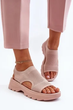 Boto Sportowe Sandały Damskie Na Grubej Podeszwie Różowe Deinaleia