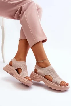 Boto Sportowe Sandały Damskie Na Grubej Podeszwie Różowe Deinaleia