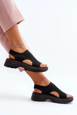 Discount Boto Sportowe Sandały Damskie Na Grubej Podeszwie Czarne Deinaleia Czarny