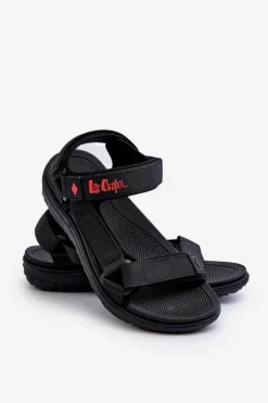 Discount Sportowe Sandały Męskie LCW-24-34-2620 Czarne Męskie Sandały Męskie