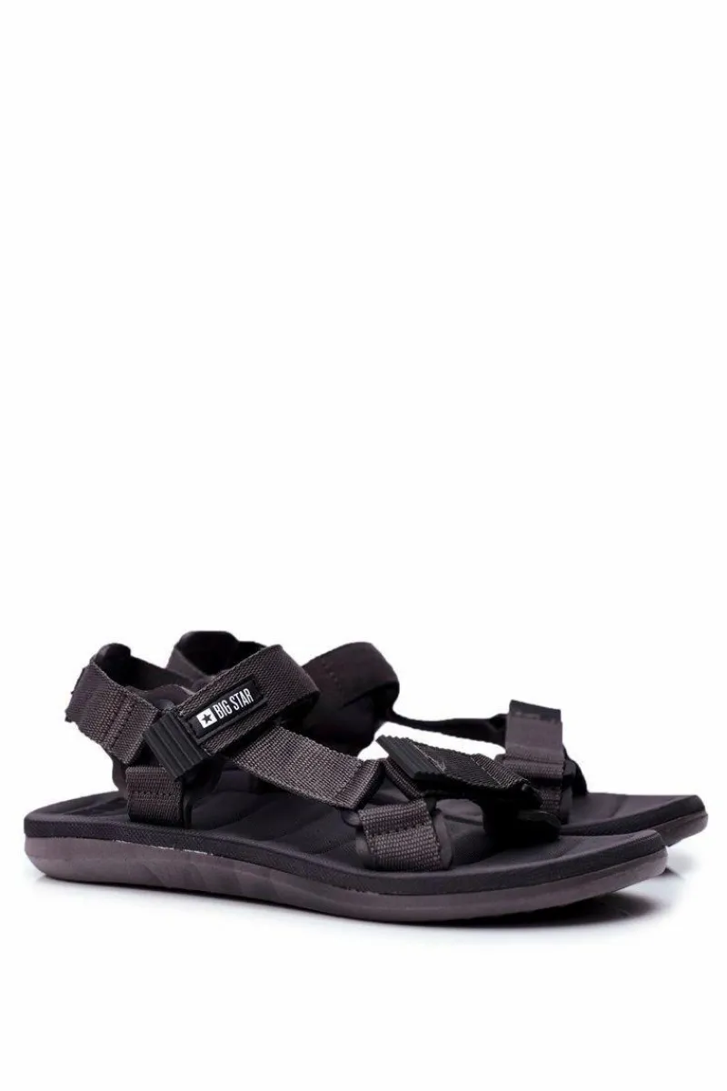 Sandały Męskie|Sandały Big Star>Big Star Shoes Sportowe Sandały Męskie Szare Big Star FF174501
