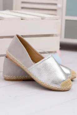 Czarne Espadryle>Boto Srebrne Damskie Wsuwane Espadryle Paoli