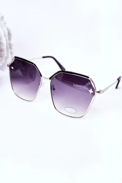 Okulary>Boto Srebrne Geometryczne Okulary Przeciwsłoneczne Czarne Ombre