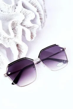 Okulary>Boto Srebrne Geometryczne Okulary Przeciwsłoneczne Czarne Ombre