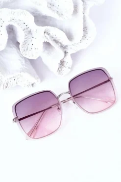 Okulary>Boto Srebrne Kwadratowe Okulary Szaro-Różowe Ombre