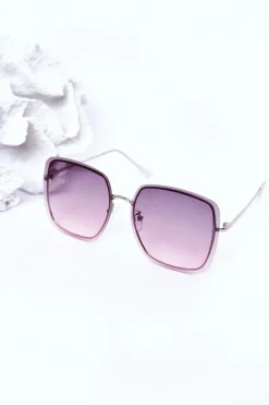 Okulary>Boto Srebrne Kwadratowe Okulary Szaro-Różowe Ombre