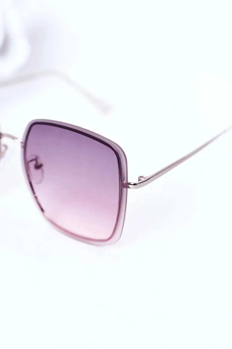 Okulary>Boto Srebrne Kwadratowe Okulary Szaro-Różowe Ombre