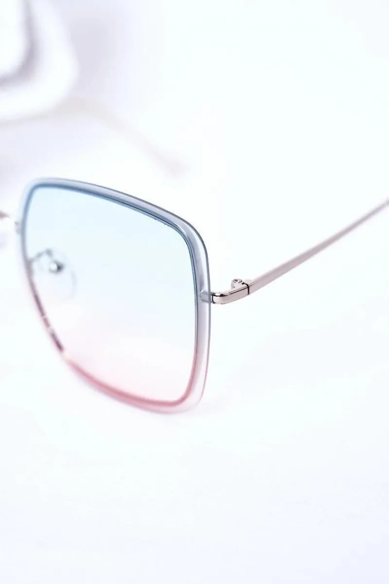 New Srebrne Kwadratowe Okulary Niebiesko-Różowe Ombre Okulary