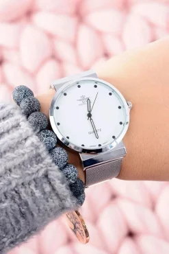 New Srebrny Elegancki Damski Zegarek Zegarki