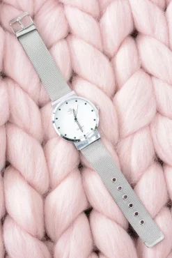 New Srebrny Elegancki Damski Zegarek Zegarki