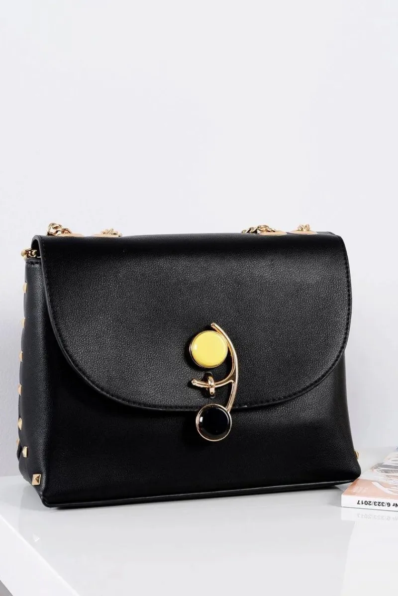 Clearance Stylowa Czarna Torebka Damska Listonoszka Złoty Łańcuch Listonoszki