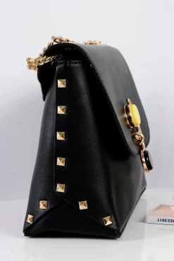 Clearance Stylowa Czarna Torebka Damska Listonoszka Złoty Łańcuch Listonoszki