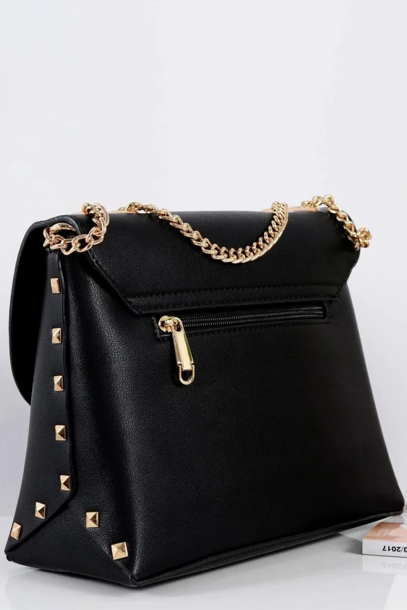 Clearance Stylowa Czarna Torebka Damska Listonoszka Złoty Łańcuch Listonoszki