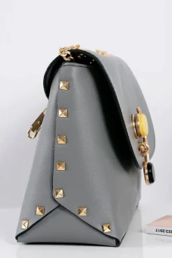 Listonoszki>Boto Stylowa Szara Torebka Damska Listonoszka Złoty Łańcuch