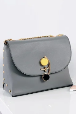 Listonoszki>Boto Stylowa Szara Torebka Damska Listonoszka Złoty Łańcuch