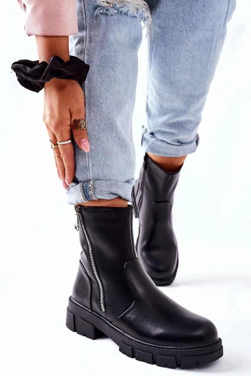 Outlet Damskie buty S.Barski Stylowe Botki Damskie S. Barski Czarne Gles