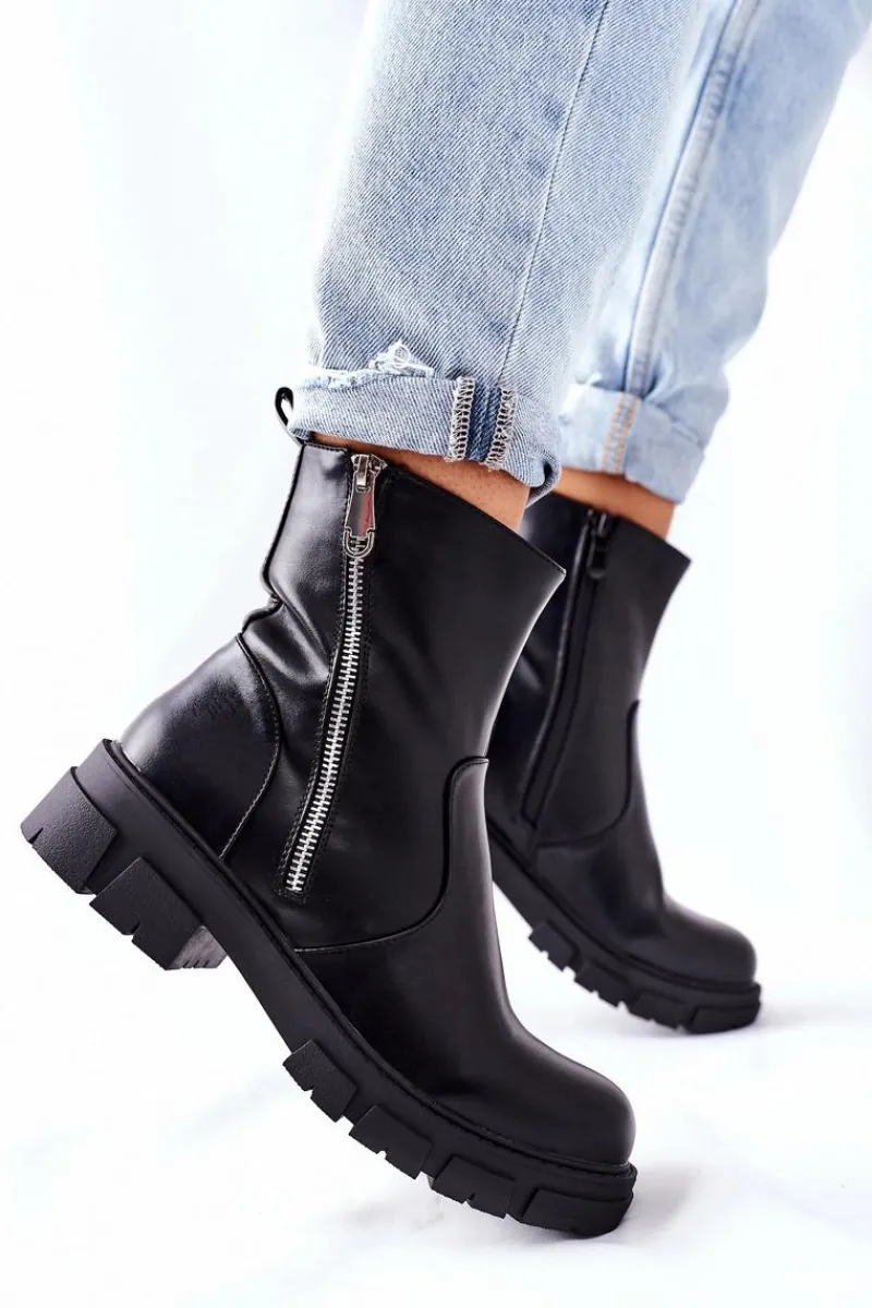 Outlet Damskie buty S.Barski Stylowe Botki Damskie S. Barski Czarne Gles