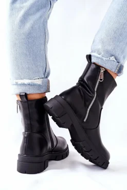 Outlet Damskie buty S.Barski Stylowe Botki Damskie S. Barski Czarne Gles