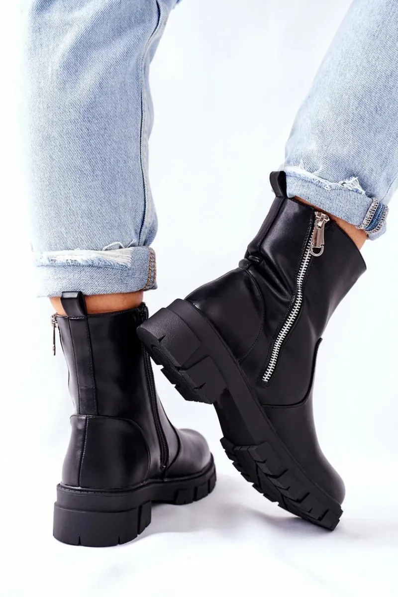 Outlet Damskie buty S.Barski Stylowe Botki Damskie S. Barski Czarne Gles