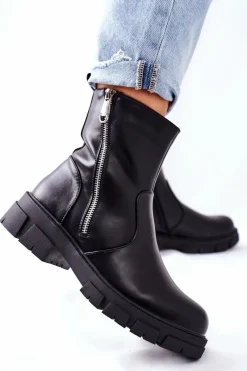 Outlet Damskie buty S.Barski Stylowe Botki Damskie S. Barski Czarne Gles