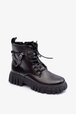 Botki Sznurowane|Czarne Botki>Boto Stylowe Botki Workery Na Platformie Czarne Amro