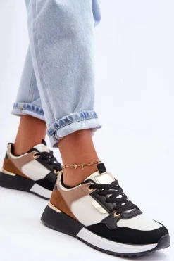 Sneakersy Damskie>Boto Stylowe buty sportowe damskie Beżowo-Czarne Katenia