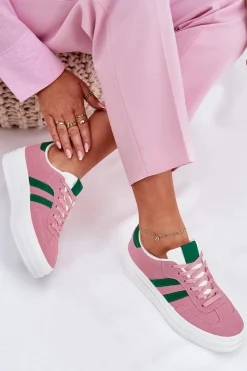 Boto Stylowe Sneakersy Damskie Na Platformie Różowe Silavia