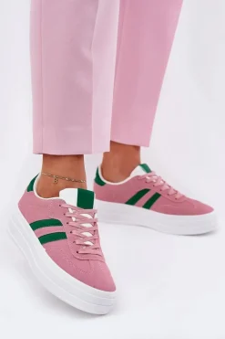 Boto Stylowe Sneakersy Damskie Na Platformie Różowe Silavia