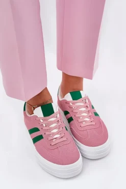 Boto Stylowe Sneakersy Damskie Na Platformie Różowe Silavia