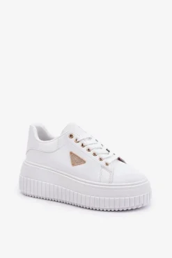 Stylowe Sneakersy Na Masywnej Platformie Białe Vallexia Damskie Buty Sportowe Na Platformie|Sneakersy Damskie