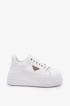 Stylowe Sneakersy Na Masywnej Platformie Białe Vallexia Damskie Buty Sportowe Na Platformie|Sneakersy Damskie