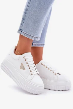 Stylowe Sneakersy Na Masywnej Platformie Białe Vallexia Damskie Buty Sportowe Na Platformie|Sneakersy Damskie