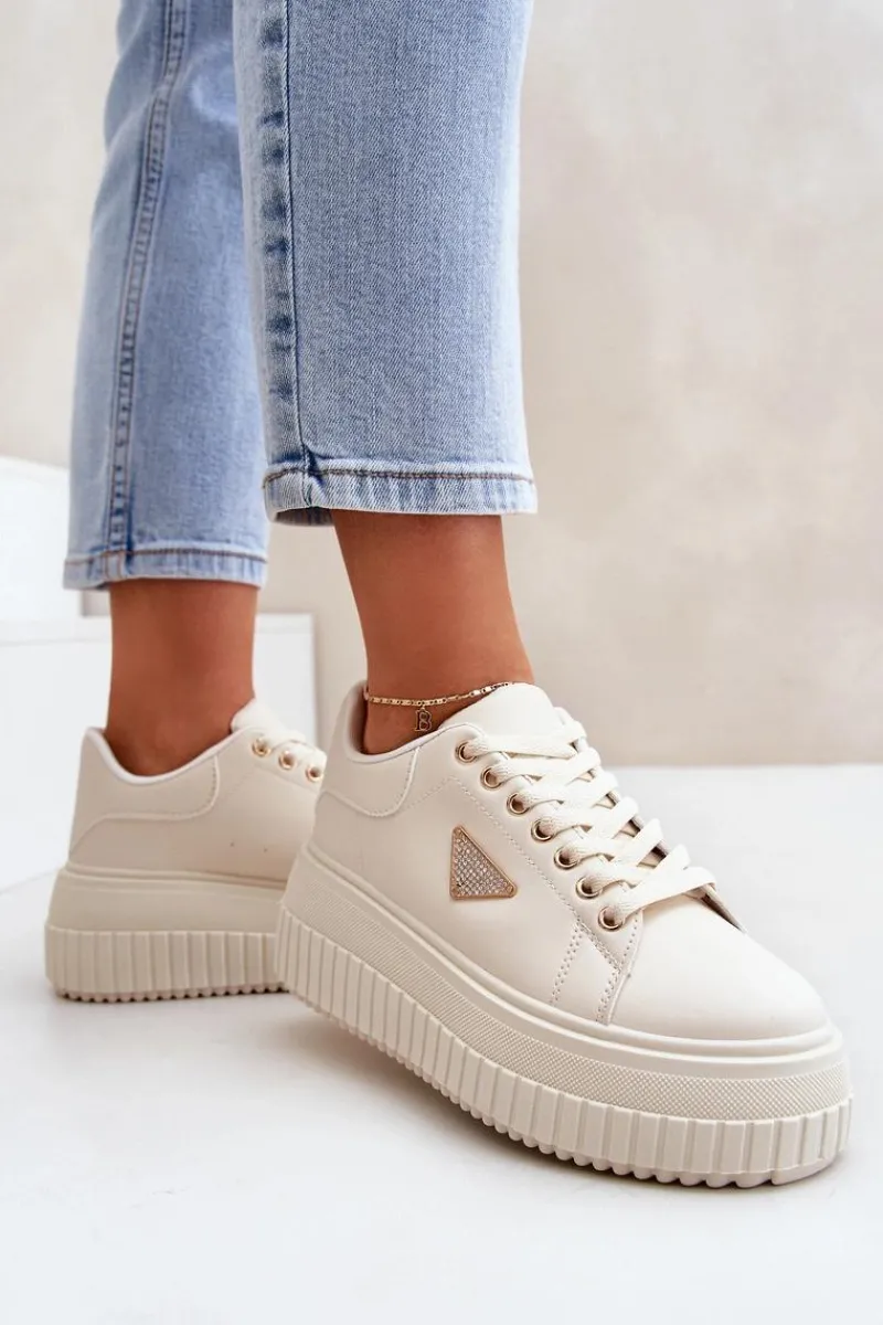 Best Boto Stylowe Sneakersy Na Masywnej Platformie Jasnobeżowe Vallexia