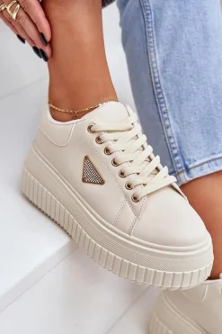 Best Boto Stylowe Sneakersy Na Masywnej Platformie Jasnobeżowe Vallexia