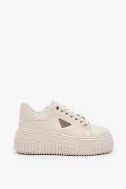 Best Boto Stylowe Sneakersy Na Masywnej Platformie Jasnobeżowe Vallexia