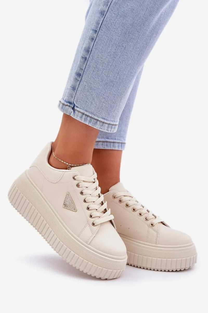 Best Boto Stylowe Sneakersy Na Masywnej Platformie Jasnobeżowe Vallexia